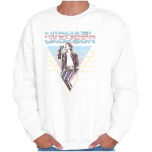 Brisco Brands Michael Jackson 90s King of Pop Sweatshirt for Men or Women(White)