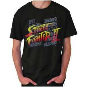 Brisco Brands Street Fighter 2 Logo Video Gamer Graphic T Shirt Men or Women(Black)