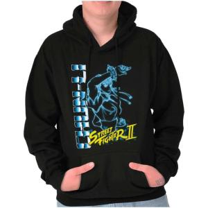 Brisco Brands Street Fighter 90s Gamer Chun-Li Hoodie Sweatshirt Women Men(Black)