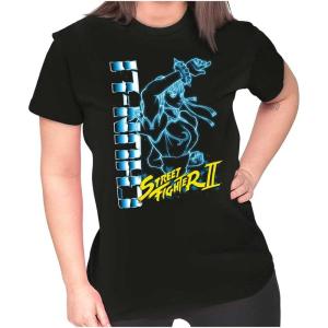Brisco Brands Street Fighter 90s Gamer Chun-Li Womens Slim Fit Graphic Tee(Black)