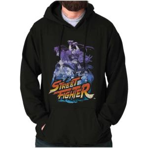 Brisco Brands Street Fighter 90s Video Gamer Hoodie Sweatshirt Women Men(Black)