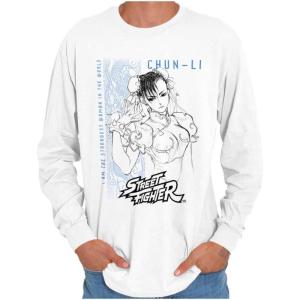 Brisco Brands Street Fighter Chun-Li Strongest Long Sleeve Tshirt Men Women(White)