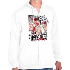 Brisco Brands Street Fighter Rise and Grind Ryu Zip Hoodie Sweatshirt Men(White)