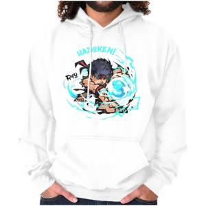 Brisco Brands Street Fighter Ryu Hadoken 90s Gamer Hoodie Sweatshirt Women Men(White)
