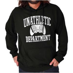 Brisco Brands Unathletic Department Video Game Nerd Hoodie Sweatshirt Women Men(Black)