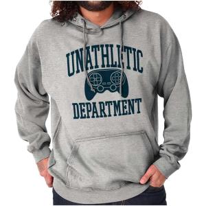 Brisco Brands Unathletic Department Video Game Nerd Hoodie Sweatshirt Women Men(Sport Grey)