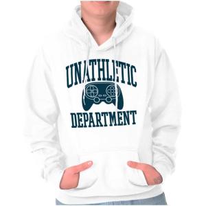 Brisco Brands Unathletic Department Video Game Nerd Hoodie Sweatshirt Women Men(White)