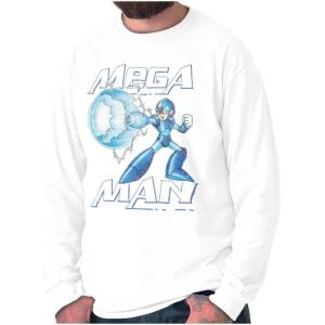 Mega Man Classic 90s Anime Character Long Sleeve Tshirt Men Women(White)