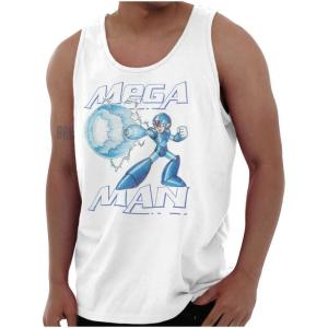 Mega Man Classic 90s Anime Character Tank Top T Shirts Men Women(White)