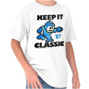 Mega Man Keep it Classic 80s Gaming Crewneck T Shirts Boy Girl(White)