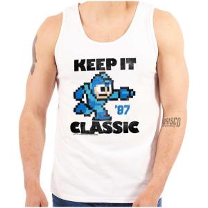 Mega Man Keep it Classic 80s Gaming Tank Top T Shirts Men Women(White)