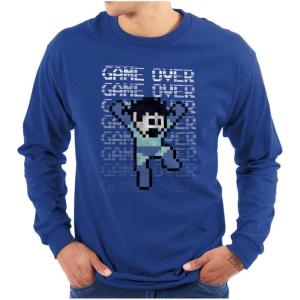 Mega Man Retro 90s 8bit Video Game Long Sleeve Tshirt Men Women(Royal)