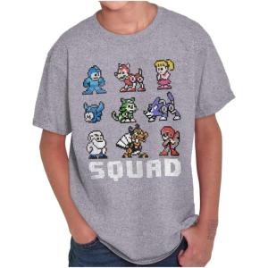 Mega Man Squad Goals Game Characters Crewneck T Shirts Boy Girl(Sport Grey)
