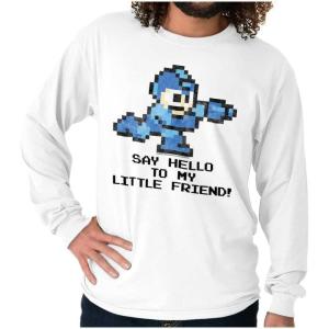 Mega Man Video Game 8bit Gaming Nerd Long Sleeve Tshirt Men Women(White)