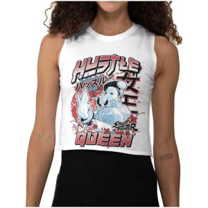 Street Fighter Chun Li Hustle Queen Womens Basic Cropped Tank Top(White)