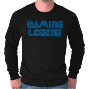 Vintage Video Gaming Legend Retro Long Sleeve Tshirt Men Women(Black)