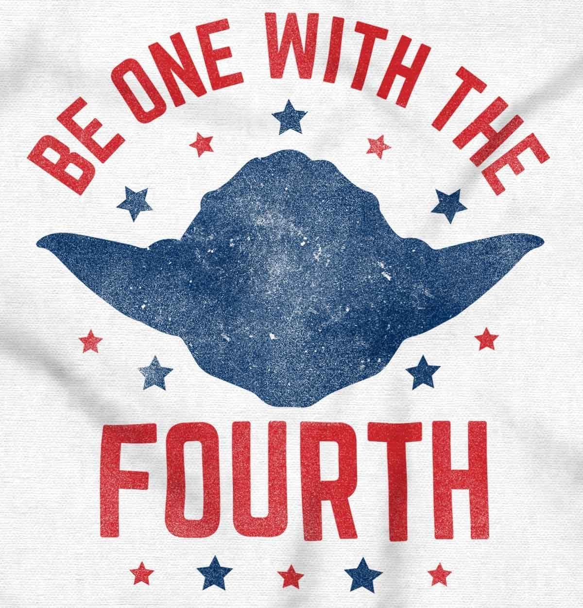 imageBrisco Brands Be One With The Fourth America Pun Baby Romper Boys or GirlsWhite