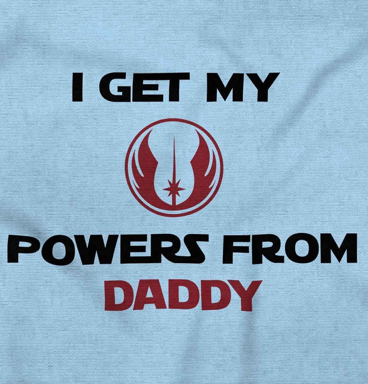 imageBrisco Brands Get Powers From My Daddy Dark Galaxy Baby Romper Boys or GirlsLight Blue