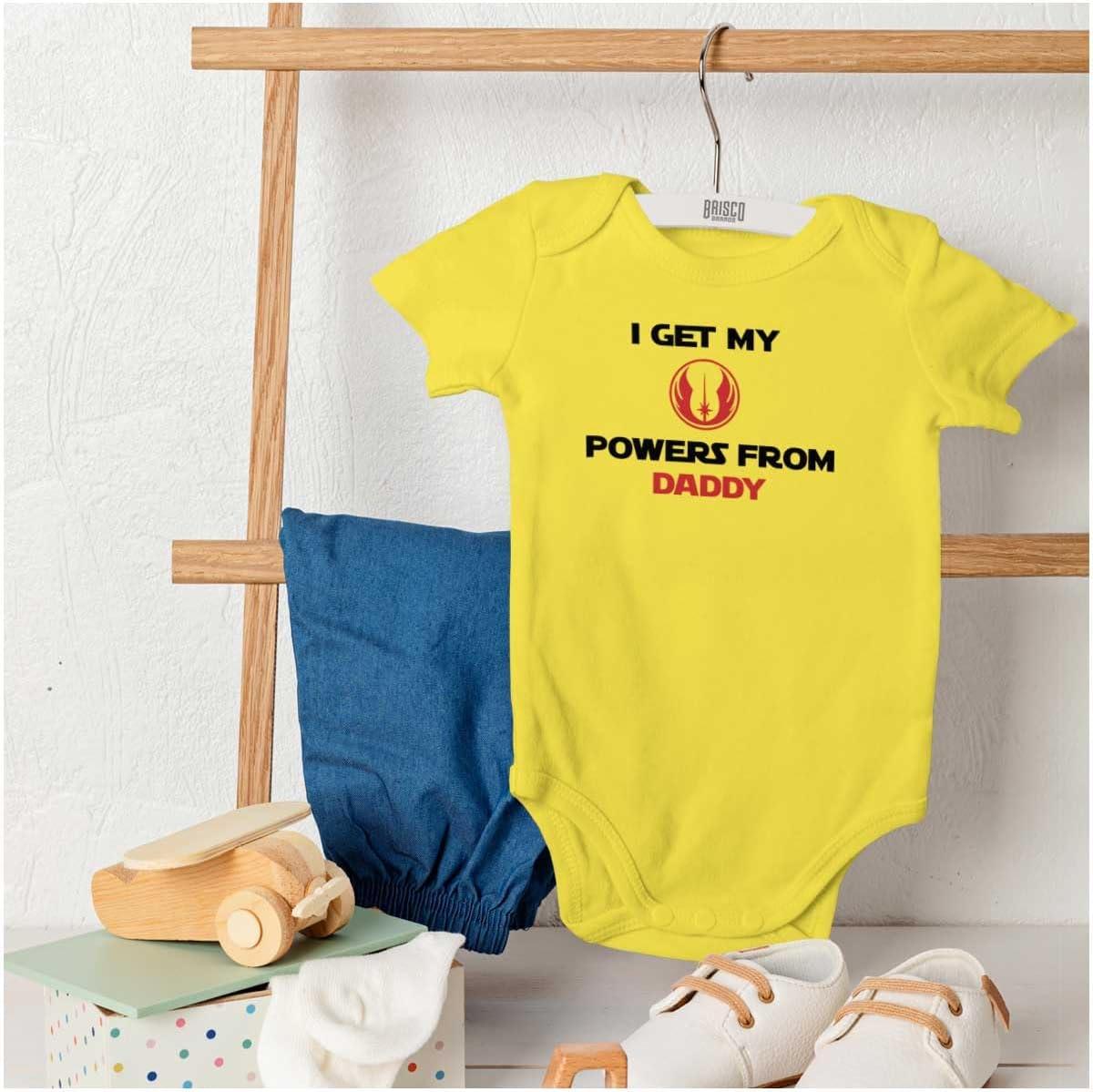 imageBrisco Brands Get Powers From My Daddy Dark Galaxy Baby Romper Boys or GirlsZest