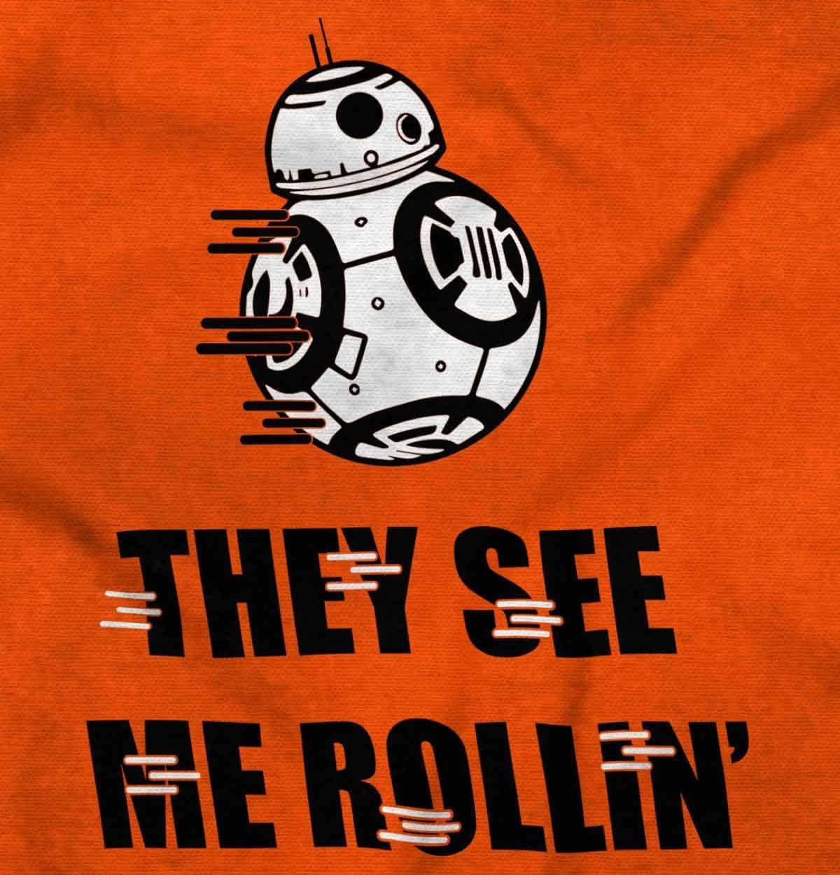 imageBrisco Brands They See Me Rollin Space Robot Galaxy Toddler Boy Girl T ShirtOrange