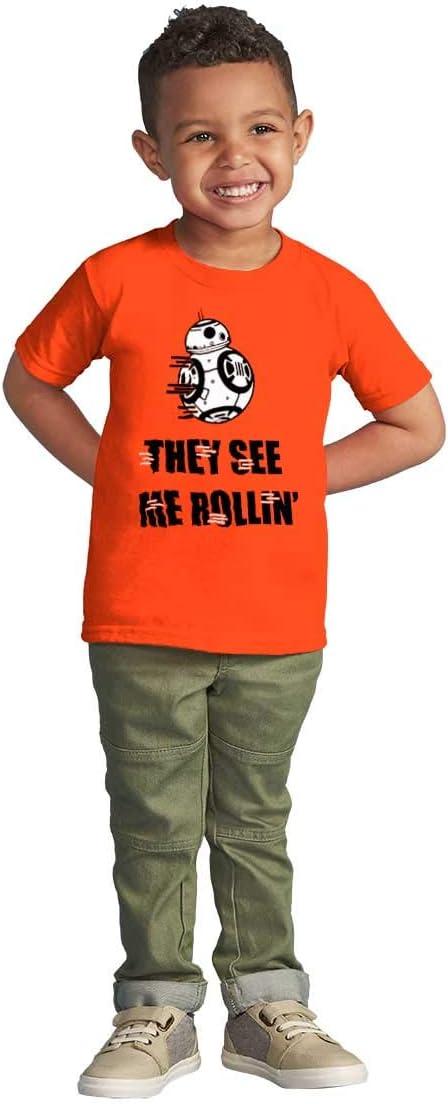 imageBrisco Brands They See Me Rollin Space Robot Galaxy Toddler Boy Girl T ShirtOrange