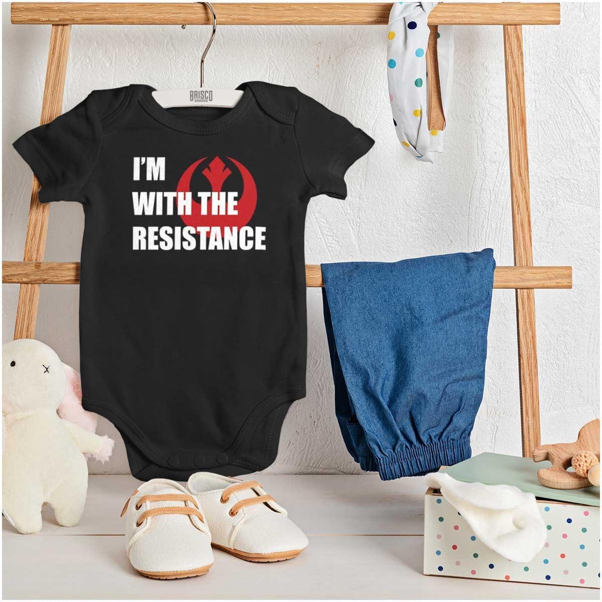 imageBrisco Brands With The Resistance Dark Galaxy Hero Baby Romper Boys or GirlsBlack