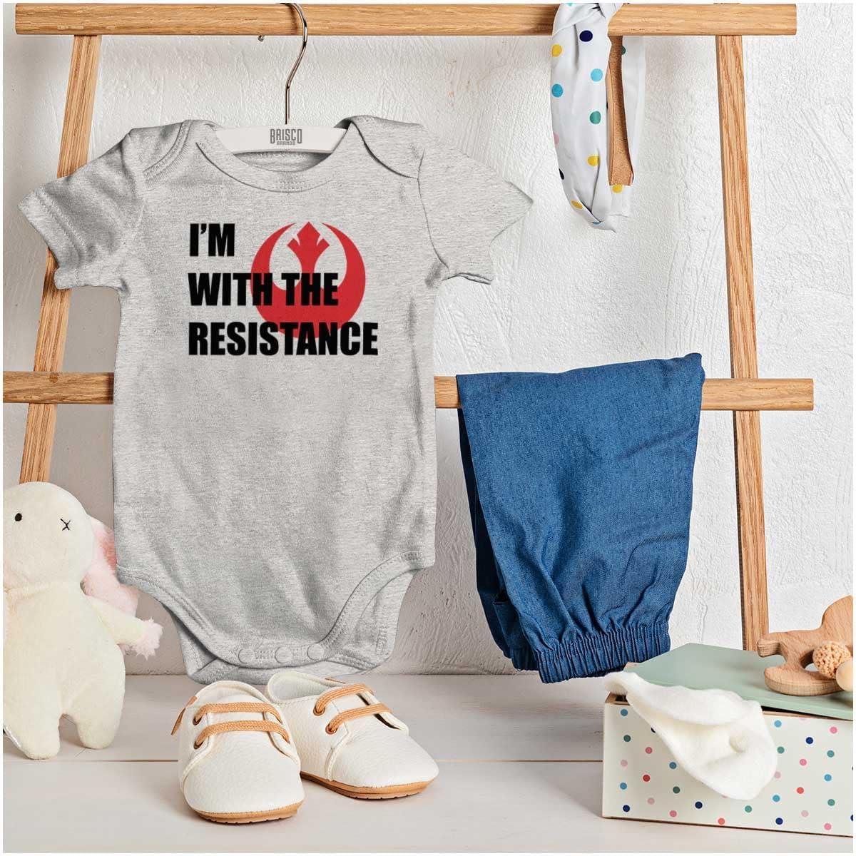 imageBrisco Brands With The Resistance Dark Galaxy Hero Baby Romper Boys or GirlsHeather