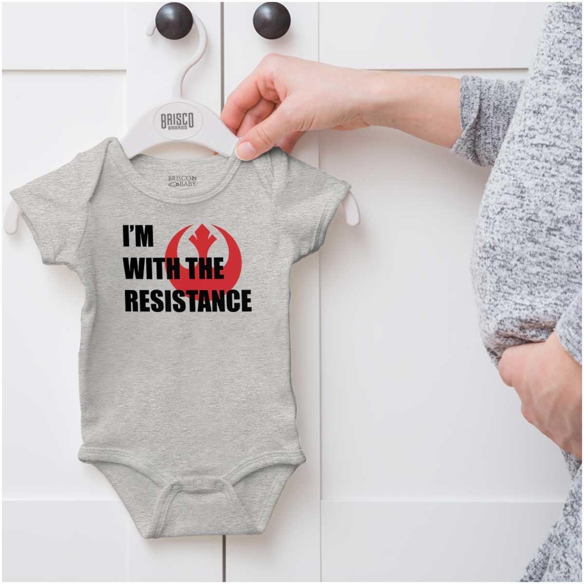 imageBrisco Brands With The Resistance Dark Galaxy Hero Baby Romper Boys or GirlsHeather