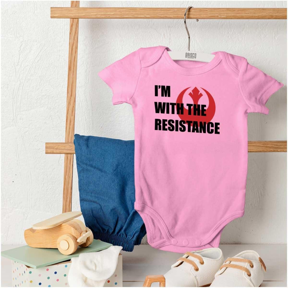 imageBrisco Brands With The Resistance Dark Galaxy Hero Baby Romper Boys or GirlsPink