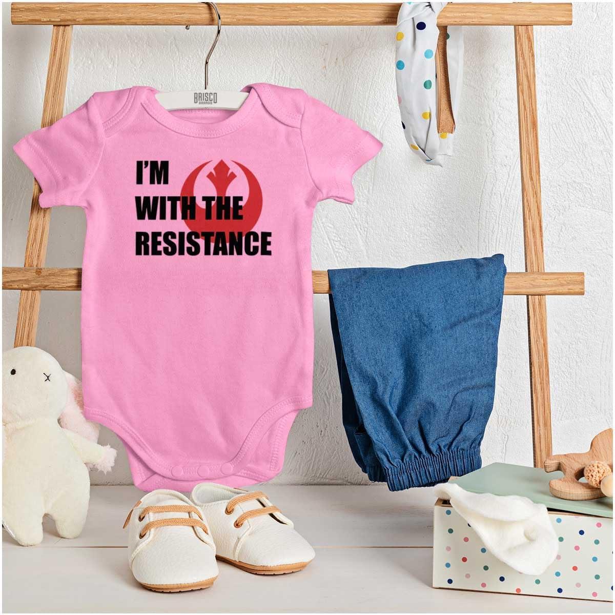 imageBrisco Brands With The Resistance Dark Galaxy Hero Baby Romper Boys or GirlsPink