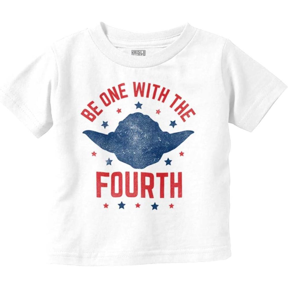 imageBe One with The Fourth America Pun Toddler Boy Girl T ShirtWhite