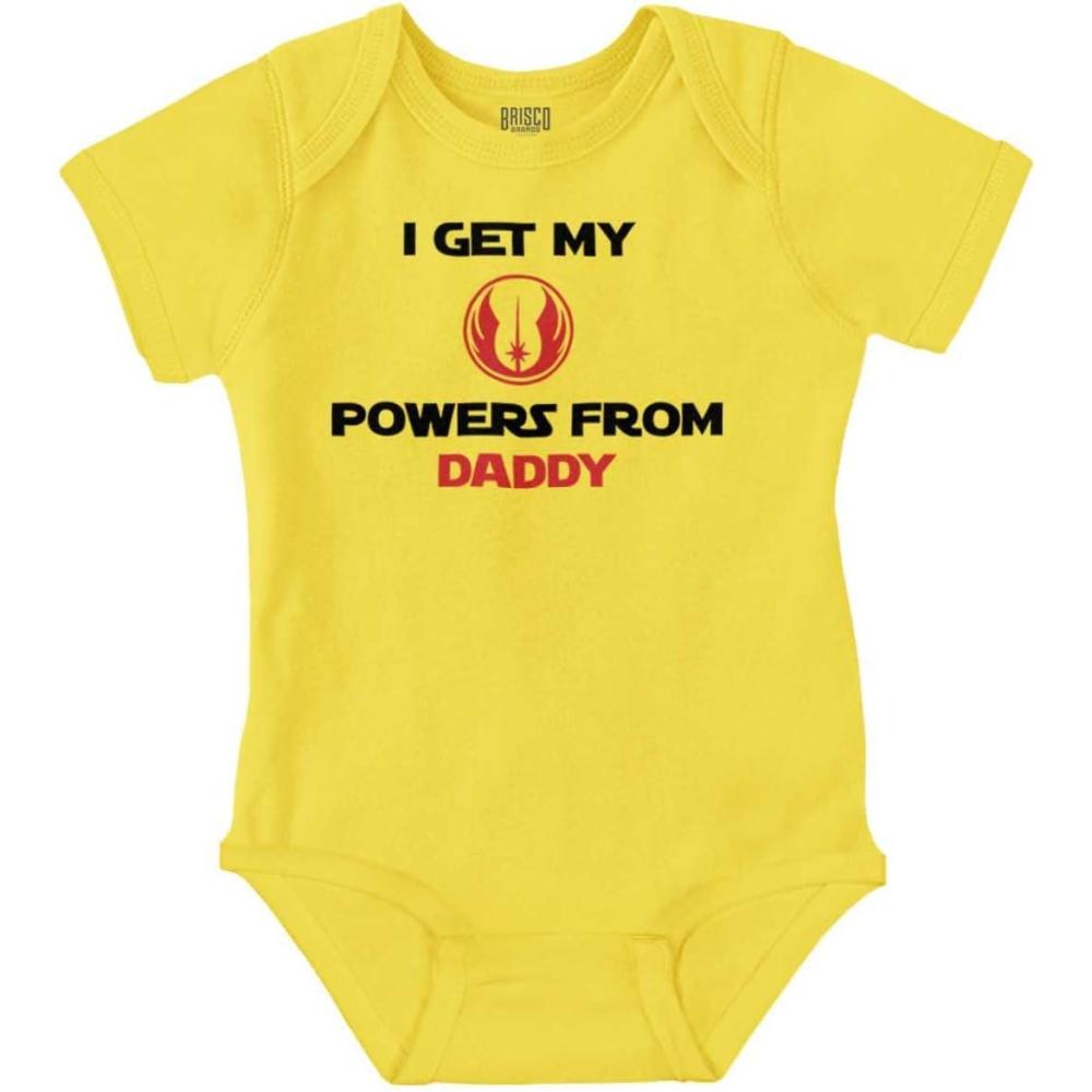 imageBrisco Brands Get Powers From My Daddy Dark Galaxy Baby Romper Boys or GirlsZest