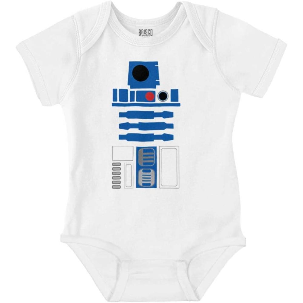 imageBrisco Brands Robot Hero Droid Dark Galaxy Nerd Baby Romper Boys or GirlsWhite