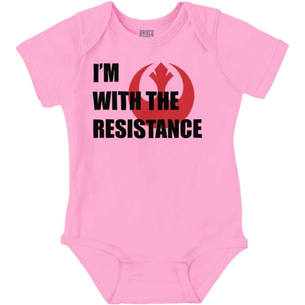imageBrisco Brands With The Resistance Dark Galaxy Hero Baby Romper Boys or GirlsPink