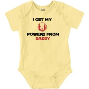 Brisco Brands Get Powers From My Daddy Dark Galaxy Baby Romper Boys or Girls(Banana)