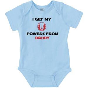 Brisco Brands Get Powers From My Daddy Dark Galaxy Baby Romper Boys or Girls(Light Blue)