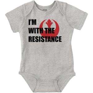 Brisco Brands With The Resistance Dark Galaxy Hero Baby Romper Boys or Girls(Heather)