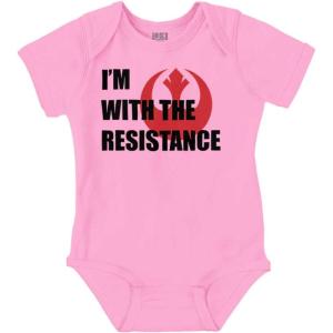 Brisco Brands With The Resistance Dark Galaxy Hero Baby Romper Boys or Girls(Pink)