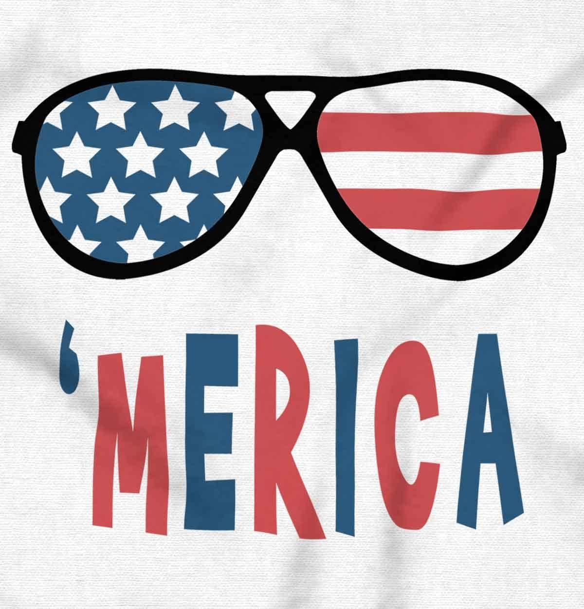imageBrisco Brands Funny American Flag Glasses 4th July Baby Romper Boys or GirlsWhite