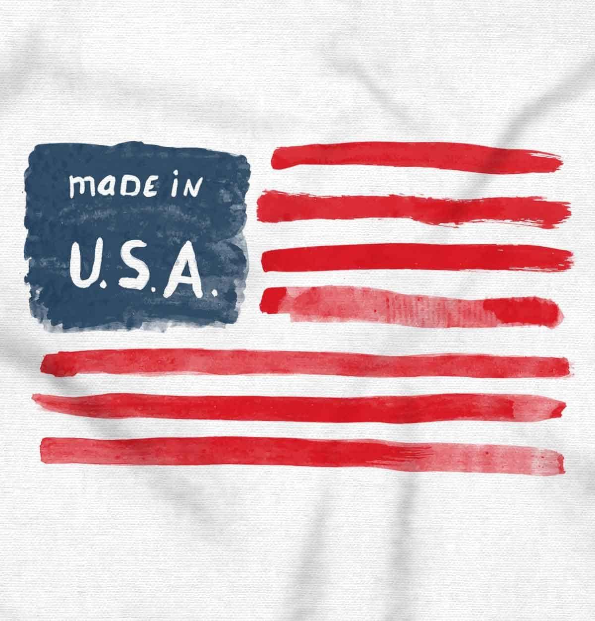 imageBrisco Brands Made in USA County Map American Flag Baby Romper Boys or GirlsWhite