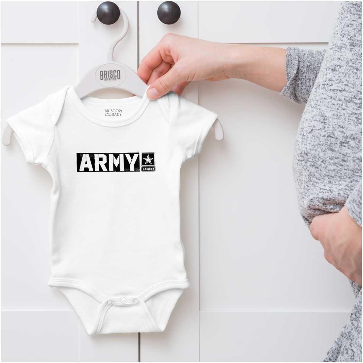 imageBrisco Brands US Army Soldier PT Infantry Pride Baby Romper Boys or GirlsWhite