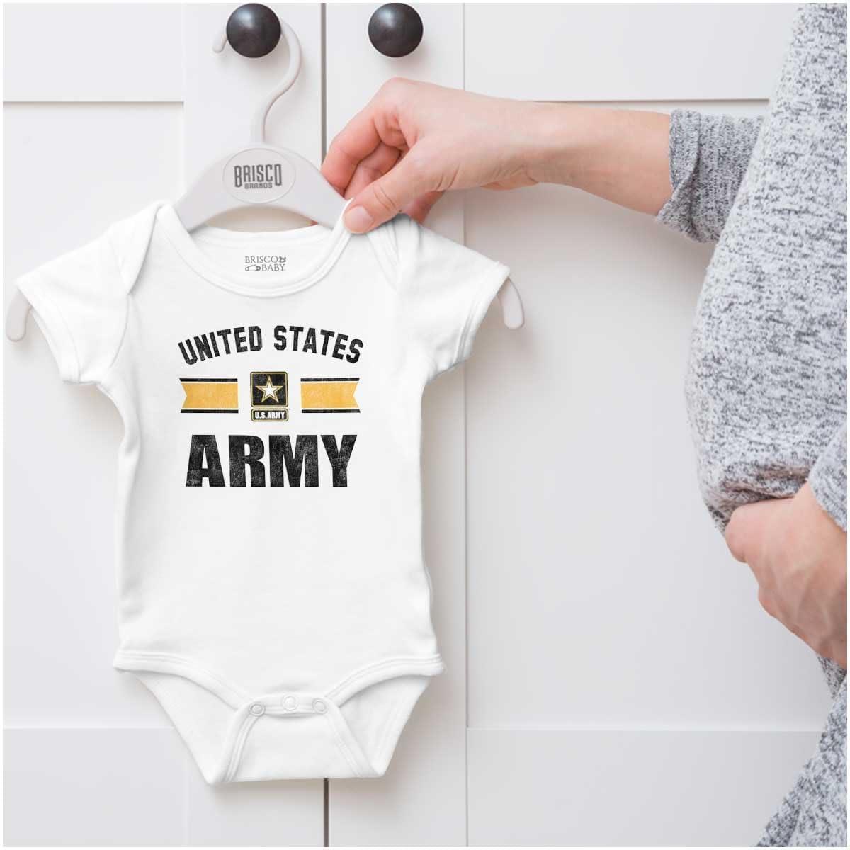 imageBrisco Brands US Army Star Official United States Baby Romper Boys or GirlsWhite