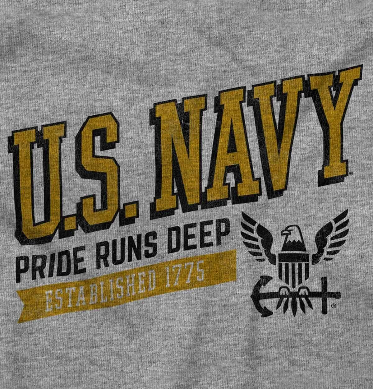 imageBrisco Brands US Navy Logo Pride Runs Deep Est 1775 Baby Romper Boys or GirlsHeather