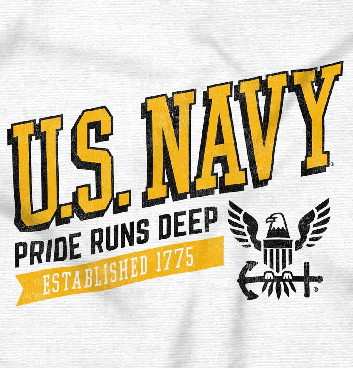imageBrisco Brands US Navy Logo Pride Runs Deep Est 1775 Baby Romper Boys or GirlsWhite