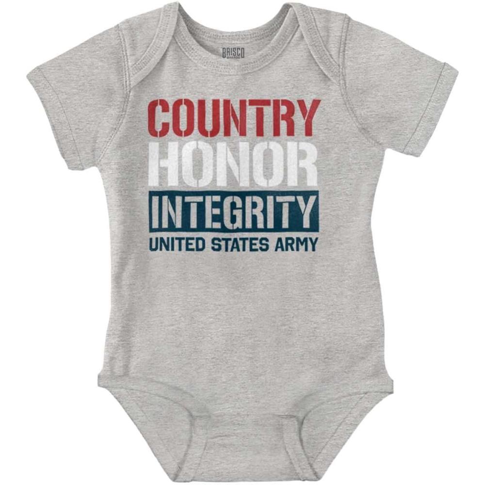 imageBrisco Brands US Army Patriotic Proud American Baby Romper Boys or GirlsHeather
