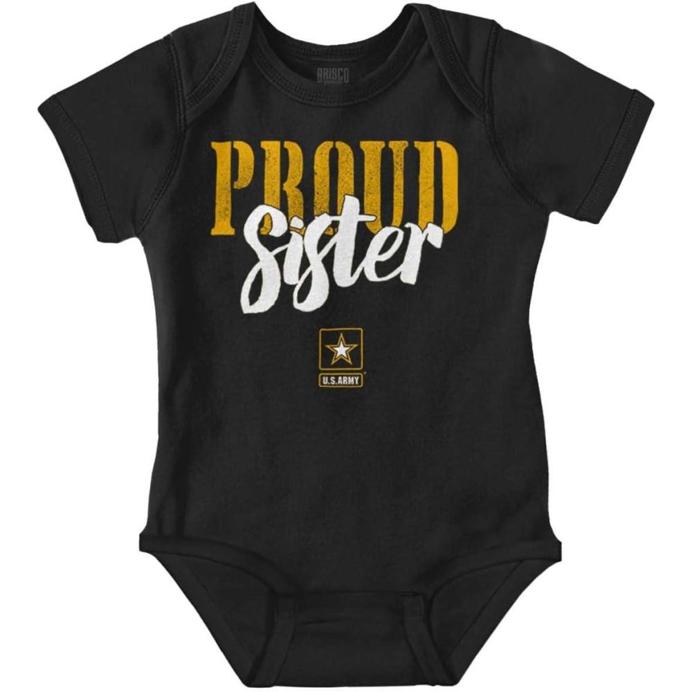 imageBrisco Brands US Army Proud Sister of a Soldier Baby Bodysuit Jumper GirlsBlack