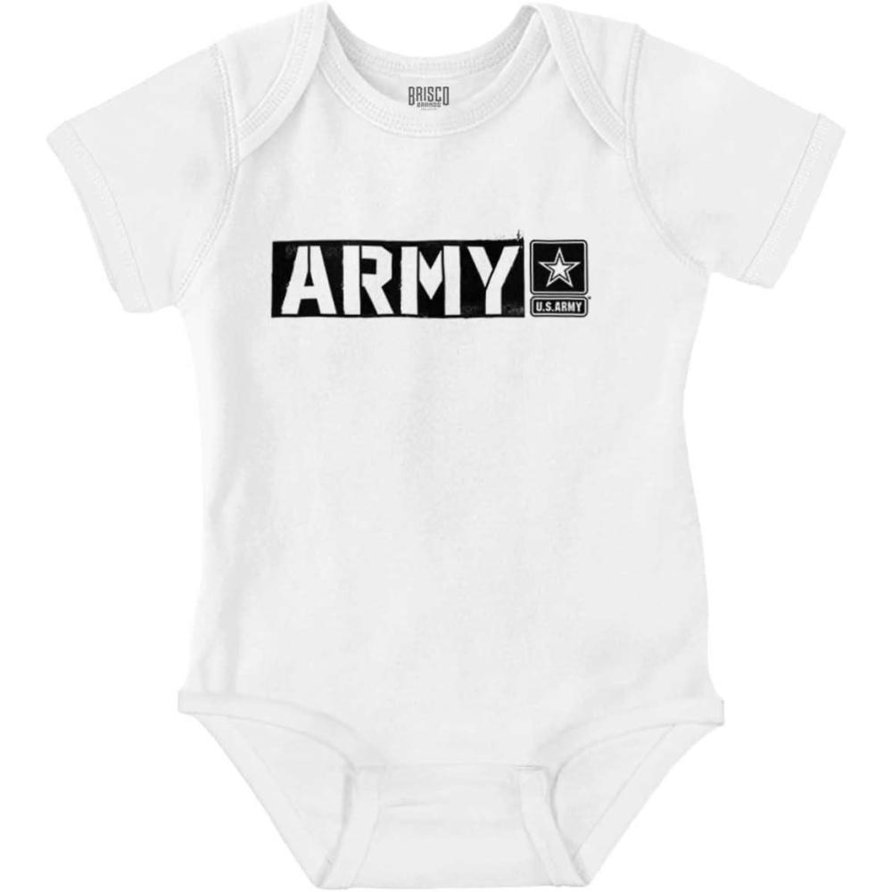 imageBrisco Brands US Army Soldier PT Infantry Pride Baby Romper Boys or GirlsWhite