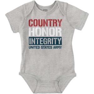 Brisco Brands US Army Patriotic Proud American Baby Romper Boys or Girls(Heather)