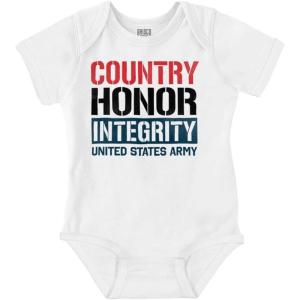 Brisco Brands US Army Patriotic Proud American Baby Romper Boys or Girls(White)