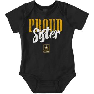 Brisco Brands US Army Proud Sister of a Soldier Baby Bodysuit Jumper Girls(Black)